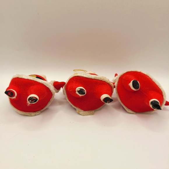 Lot of 5 Vintage Flocked Dancing Santa Ornaments - Picture 7 of 7